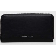 πορτοφόλι tommy jeans χρώμα: μαύρο 100% poliuretan
