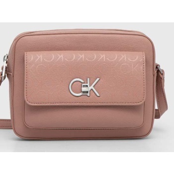 τσάντα calvin klein χρώμα ροζ κύριο υλικό 51%