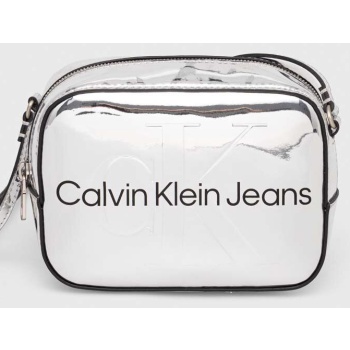 τσάντα calvin klein jeans χρώμα ασημί 100% poliuretan