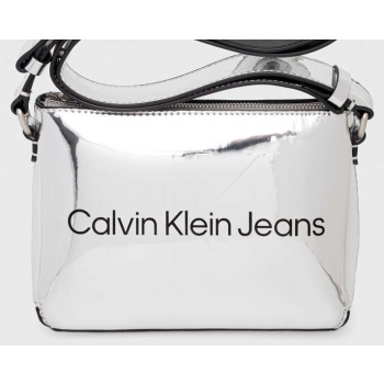 τσάντα calvin klein jeans χρώμα ασημί 100% poliuretan