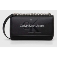 τσάντα calvin klein jeans χρώμα: μαύρο 100% poliuretan