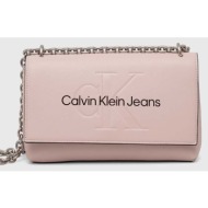 τσάντα calvin klein jeans χρώμα: ροζ 100% poliuretan