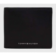 δερμάτινο πορτοφόλι tommy hilfiger ανδρικά, χρώμα: μαύρο δέρμα βοοειδών