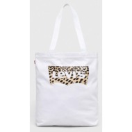 βαμβακερή τσάντα levi`s χρώμα: άσπρο 100% βαμβάκι