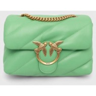 δερμάτινη τσάντα pinko χρώμα: πράσινο