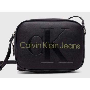 τσάντα calvin klein jeans χρώμα μαύρο 100% poliuretan