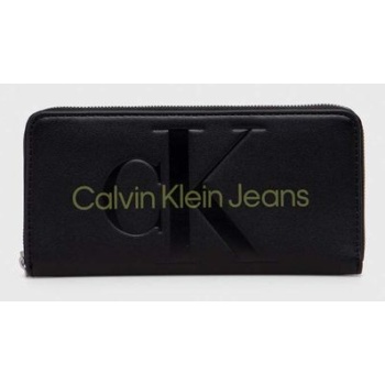 πορτοφόλι calvin klein jeans χρώμα μαύρο 100% poliuretan