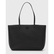 δερμάτινη τσάντα tory burch χρώμα: μαύρο 100% φυσικό δέρμα