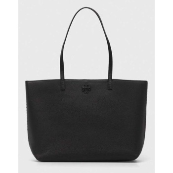 δερμάτινη τσάντα tory burch χρώμα μαύρο 100% φυσικό δέρμα