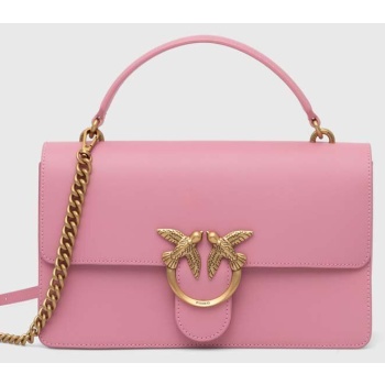 δερμάτινη τσάντα pinko χρώμα ροζ, 100072 a0f1 φυσικό δέρμα