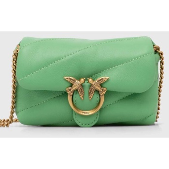 δερμάτινη τσάντα pinko χρώμα πράσινο