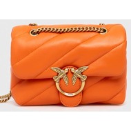 δερμάτινη τσάντα pinko χρώμα: πορτοκαλί