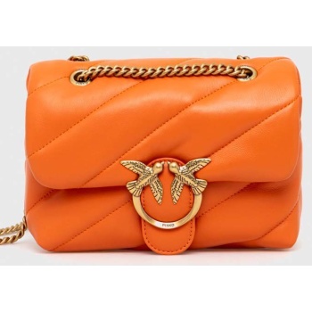 δερμάτινη τσάντα pinko χρώμα πορτοκαλί