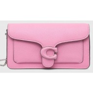 δερμάτινη τσάντα coach χρώμα: ροζ φυσικό δέρμα