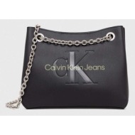 τσάντα calvin klein jeans χρώμα: μαύρο 100% poliuretan