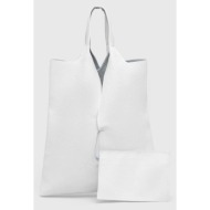 δερμάτινη τσάντα answear lab χρώμα: άσπρο 100% φυσικό δέρμα