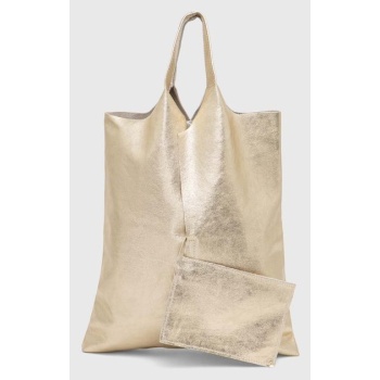 δερμάτινη τσάντα answear lab χρώμα χρυσαφί 100% φυσικό