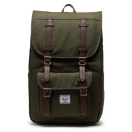 σακίδιο πλάτης herschel little america mid backpack χρώμα: πράσινο 100% πολυεστέρας