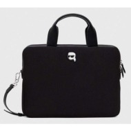 τσάντα φορητού υπολογιστή karl lagerfeld χρώμα: μαύρο 51% κόμμι, 49% poliuretan