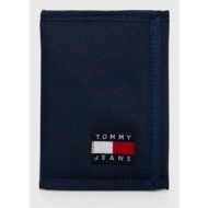 πορτοφόλι tommy jeans χρώμα: μαύρο 100% ανακυκλωμένος πολυεστέρας