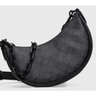 δερμάτινη τσάντα coach χρώμα: μαύρο φυσικό δέρμα