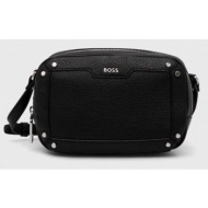 τσάντα boss χρώμα: μαύρο 100% φυσικό δέρμα