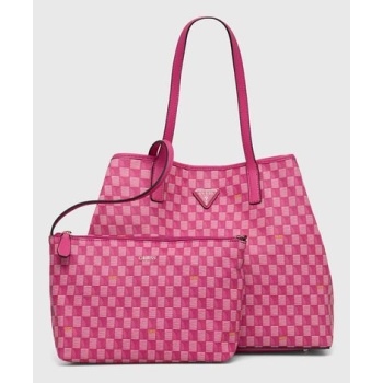 τσάντα guess χρώμα ροζ κύριο υλικό 100% poliuretanφόδρα