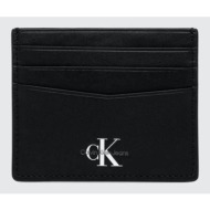 δερμάτινη θήκη για κάρτες calvin klein jeans χρώμα: μαύρο 100% φυσικό δέρμα