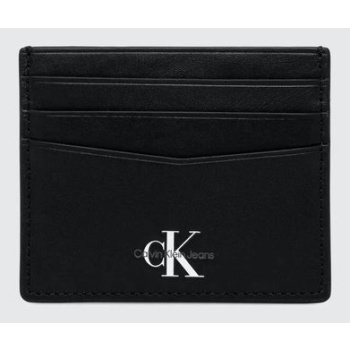 δερμάτινη θήκη για κάρτες calvin klein jeans χρώμα μαύρο