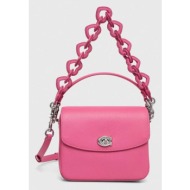 δερμάτινη τσάντα coach χρώμα: ροζ φυσικό δέρμα