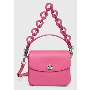 δερμάτινη τσάντα coach χρώμα ροζ φυσικό δέρμα