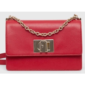δερμάτινη τσάντα furla 1927 χρώμα κόκκινο κύριο υλικό