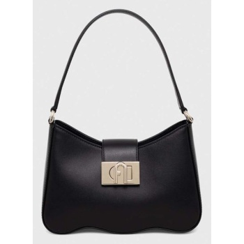 δερμάτινη τσάντα furla 1927 χρώμα μαύρο κύριο υλικό 100%