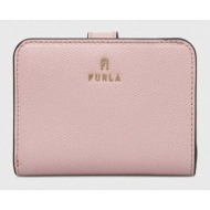 δερμάτινο πορτοφόλι furla γυναικεία, χρώμα: ροζ 100% φυσικό δέρμα