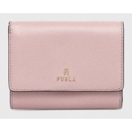 δερμάτινο πορτοφόλι furla γυναικεία, χρώμα: ροζ 100% φυσικό δέρμα