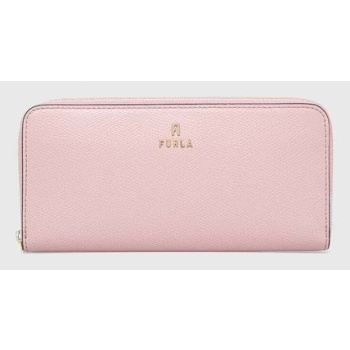 δερμάτινο πορτοφόλι furla γυναικεία, χρώμα ροζ κύριο