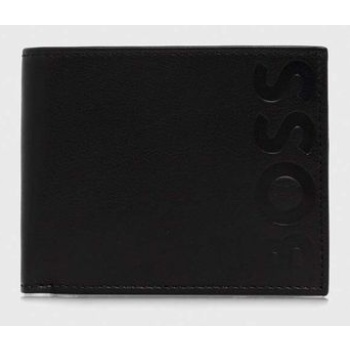 δερμάτινο πορτοφόλι boss ανδρικά, χρώμα μαύρο κύριο υλικό