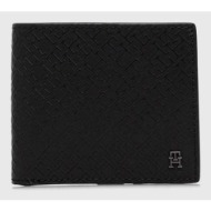 δερμάτινο πορτοφόλι tommy hilfiger ανδρικά, χρώμα: μαύρο 100% δέρμα nappa
