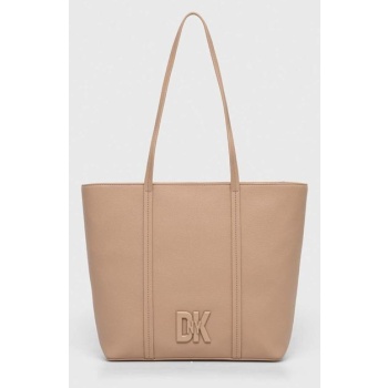 δερμάτινη τσάντα dkny χρώμα μπεζ κύριο υλικό 100% φυσικό