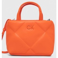 τσάντα calvin klein χρώμα: πορτοκαλί 51% ανακυκλωμένος πολυεστέρας, 49% poliuretan