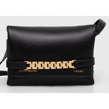 δερμάτινη τσάντα victoria beckham χρώμα μαύρο φυσικό δέρμα