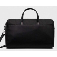 τσάντα tommy hilfiger χρώμα: μαύρο 100% poliuretan