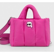 τσάντα karl lagerfeld χρώμα: ροζ 90% ανακυκλωμένο πολυαμίδιο, 10% poliuretan