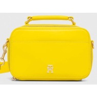 τσάντα tommy hilfiger χρώμα: κίτρινο 100% poliuretan