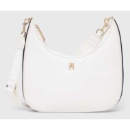 τσάντα tommy hilfiger χρώμα: άσπρο 52% ανακυκλωμένος πολυεστέρας, 48% poliuretan