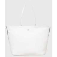 τσάντα tommy hilfiger χρώμα: άσπρο 53% ανακυκλωμένος πολυεστέρας, 47% poliuretan