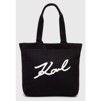 βαμβακερή τσάντα karl lagerfeld χρώμα μαύρο κύριο υλικό
