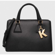 δερμάτινη τσάντα karl lagerfeld χρώμα: μαύρο 100% φυσικό δέρμα