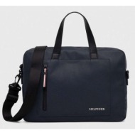 τσάντα φορητού υπολογιστή tommy hilfiger χρώμα: ναυτικό μπλε 100% poliuretan