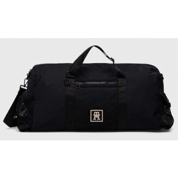 τσάντα tommy hilfiger χρώμα μαύρο 99% ανακυκλωμένος